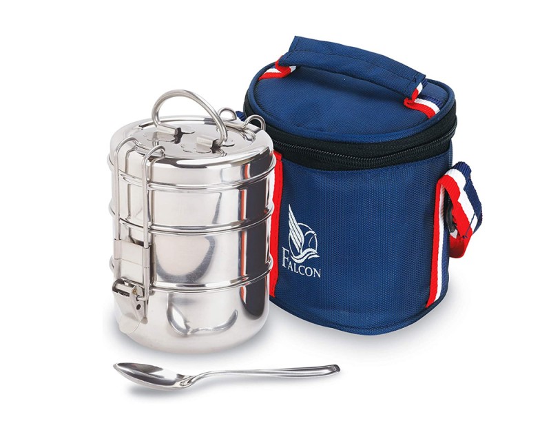 Falcon Foodie 8x3 Layer Tiffin With Bag And Spoon - 1500ml