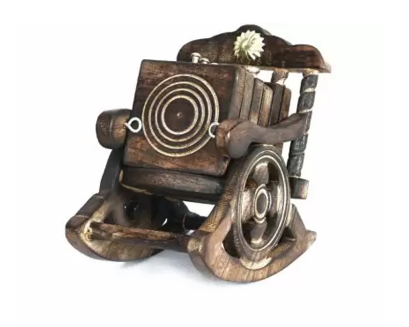 Cloud Net India Rectangle Wood Coaster Set